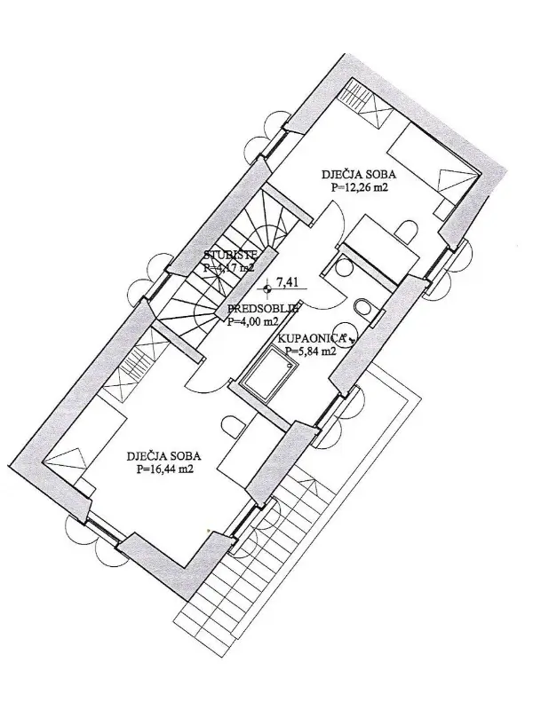 Second floor plan Kastel Novi house Croatia